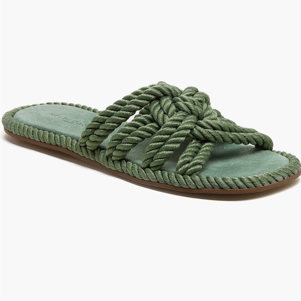 KELSI DAGGER Brooklyn MOSS Green Knotted Rope Slide Sandals  Women's Size 11
